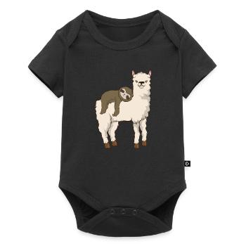 Paresseux Lama Lama Adorable Lama Fluffy & Sloth - Body à manches courtes Premium Bébé - noir - Devant