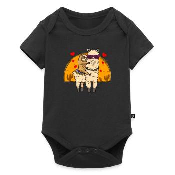 Sloth Riding Llama Cute Fluffy Lama & Sleepy Sloth - Baby Premium short-sleeve bodysuit - black - Front