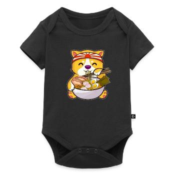 Kawaii Dog Ramen Bowl Funny Anime Noodles Puppy - Baby Premium short-sleeve bodysuit - black - Front