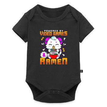Powered By Video Games & Ramen Anime Cat Gamer - Baby Premium short-sleeve bodysuit - black - Front