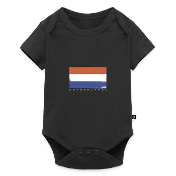 Netherlands Flag Pays-Bas Masque visage drapeau - Body à manches courtes Premium Bébé - noir - Devant