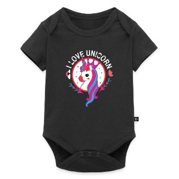 I Love unicorn 01 - Baby Premium short-sleeve bodysuit - black - Front
