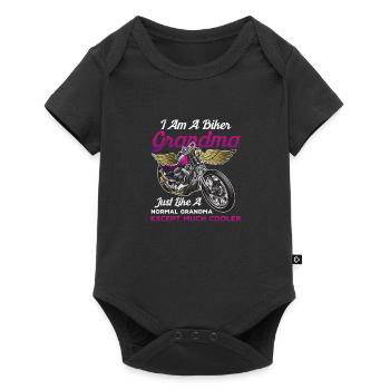 Ich bin ein Biker-Oma-Druck - Cooles Oma-Design - Baby Premium Kurzarmbody - Schwarz - Vorne