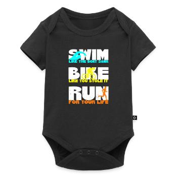 Swim Bike Run Triathlon Grunge - Baby Premium short-sleeve bodysuit - black - Front