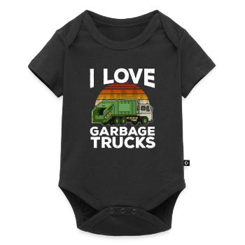 I Love Garbage Trucks graphic Kids Toddler City - Baby Premium short-sleeve bodysuit - black - Front