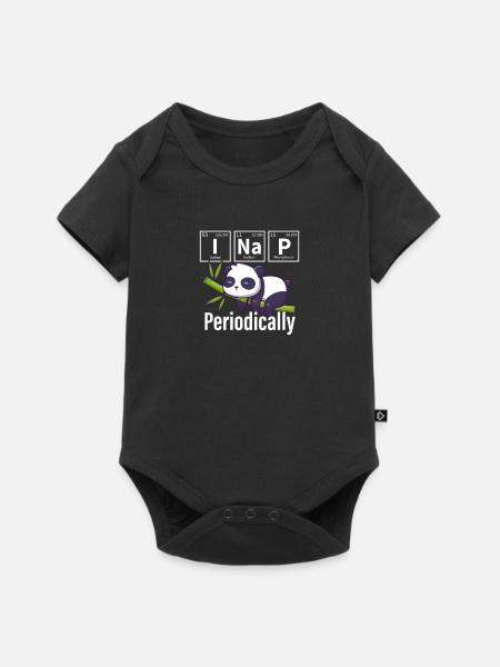 Panda - Baby Premium Kurzarmbody - Schwarz