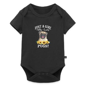 Mops - Baby Premium Kurzarmbody - Schwarz - Vorne