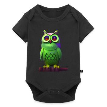 Hibou vert sur une branche - Body à manches courtes Premium Bébé - noir - Devant