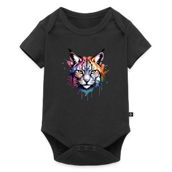 Lynx, Feline, Cool, Cool, Colorful, Watercolor - Baby Premium short-sleeve bodysuit - black - Front