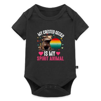 Crested Gecko Men Women Lizard Eyelash Gecko - Baby Premium short-sleeve bodysuit - black - Front