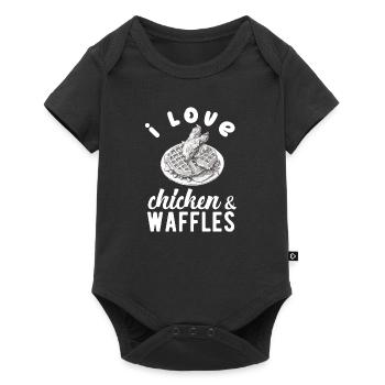 Hühnchen und Waffeln Gebratene Hähnchenflügel Liebhaber - Baby Premium Kurzarmbody - Schwarz - Vorne