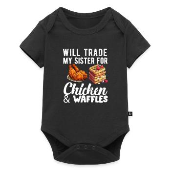Amateur d’ailes de poulet frites au poulet et aux gaufres - Body à manches courtes Premium Bébé - noir - Devant