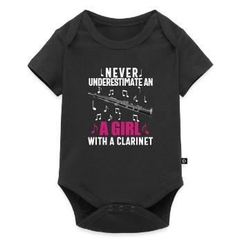 Joueur de clarinette pour fille Femmes Fille Drôle - Body à manches courtes Premium Bébé - noir - Devant
