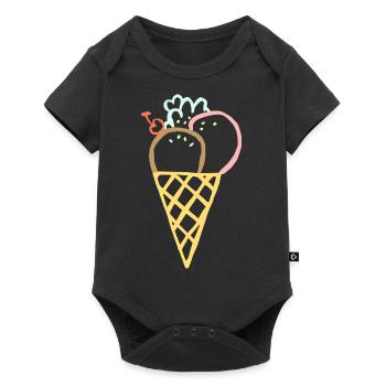 crème glacée restaurant crème glacée sundae95 - Body à manches courtes Premium Bébé - noir - Devant