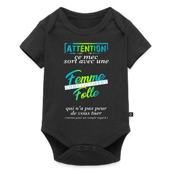 Couple femme folle - Body à manches courtes Premium Bébé - noir - Devant