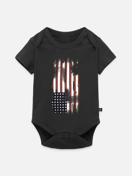 USA Flag - Baby Premium Kurzarmbody - Schwarz