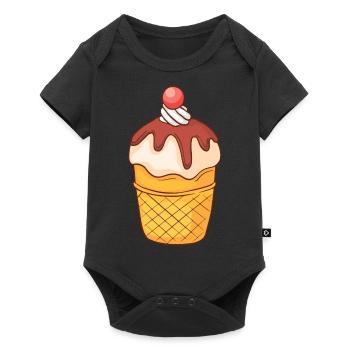 Crème glacée, crème glacée, crème glacée, crème glacée, boule, crème glacée, sundae - Body à manches courtes Premium Bébé - noir - Devant