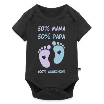 baby_fuesse_wunschkind_001 - Baby Premium Kurzarmbody - Schwarz - Vorne