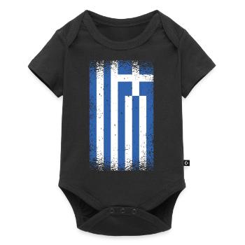 Greece Flag Used Look Athens Hellas Vintage - Baby Premium short-sleeve bodysuit - black - Front