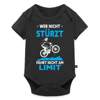Wer Nicht Stürzt Fährt Nicht Am Limit Fahrrad BMX - Baby Premium Kurzarmbody - Schwarz - Vorne
