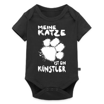Katze süß Tier Kunst Pfote Pfoten Spruch Design - Baby Premium Kurzarmbody - Schwarz - Vorne