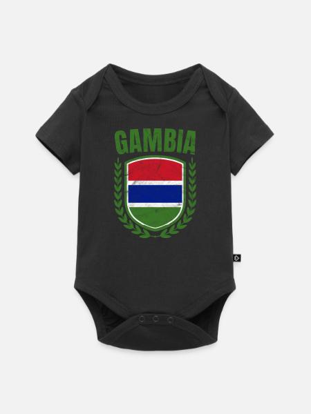 Gambia - Baby Premium Kurzarmbody - Schwarz