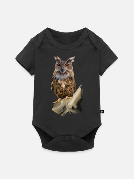 Eule - Baby Premium Kurzarmbody - Schwarz