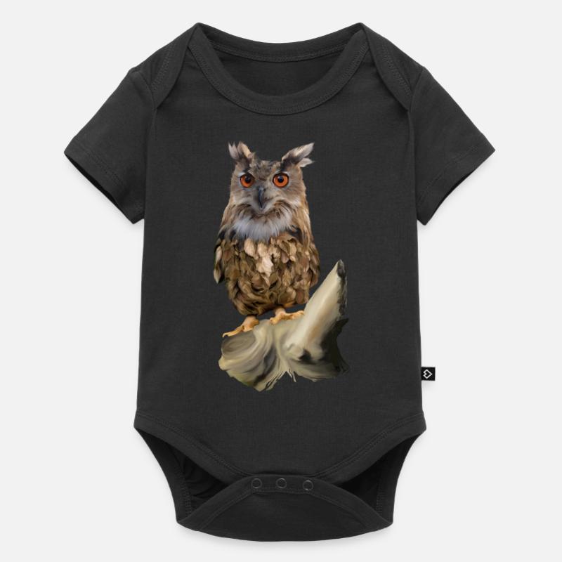 Eule - Baby Premium Kurzarmbody - Schwarz