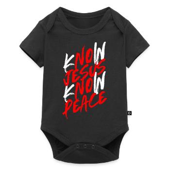 Connaître Jésus Connaître la paix - Vêtements chrétiens - Body à manches courtes Premium Bébé - noir - Devant