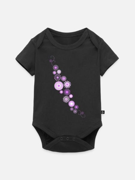Blumen - Baby Premium Kurzarmbody - Schwarz