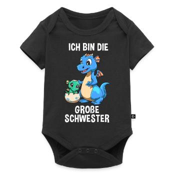 Drachen kleine Schwester - Ich bin der kleine - Baby Premium Kurzarmbody - Schwarz - Vorne