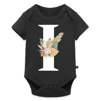 lettre I fleuris - Body à manches courtes Premium Bébé - noir - Devant