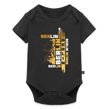 Berlin Germany City Skyline Font Gold - Baby Premium short-sleeve bodysuit - black - Front