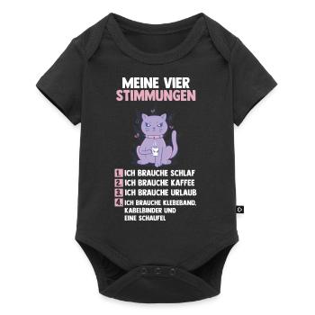 Katze Meine Vier Stimmungen - Baby Premium Kurzarmbody - Schwarz - Vorne