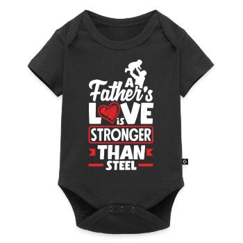 Stronger than Steel Father's Day Design for - Baby Premium Kurzarmbody - Schwarz - Vorne