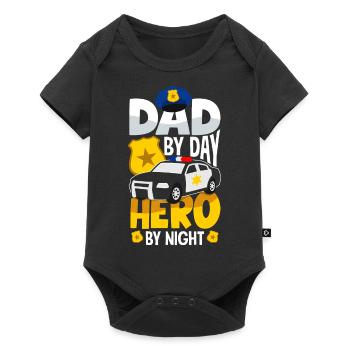 Dad by Day Hero by Night Father's Day Design for - Baby Premium Kurzarmbody - Schwarz - Vorne