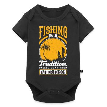 Fishing Dad Father and Son Ocean Father's Day - Baby Premium Kurzarmbody - Schwarz - Vorne