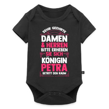 Name Petra - Baby Premium Kurzarmbody - Schwarz - Vorne