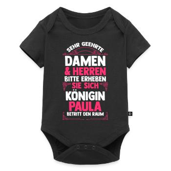 Name Paula - Baby Premium Kurzarmbody - Schwarz - Vorne