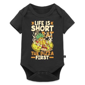 Life is short, eat the pizza first. - Baby Premium short-sleeve bodysuit - black - Front