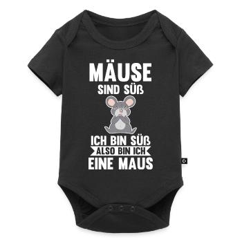 Mäuse sind süß ich bin süß also bin ich ein Mäuse - Baby Premium Kurzarmbody - Schwarz - Vorne