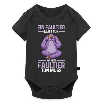 Faultier - Baby Premium Kurzarmbody - Schwarz - Vorne