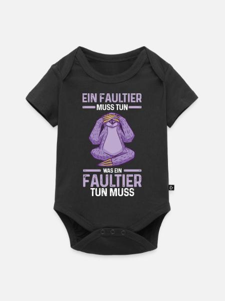 Faultier - Baby Premium Kurzarmbody - Schwarz