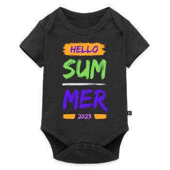 Hello Summer - Baby Premium Kurzarmbody - Schwarz - Vorne