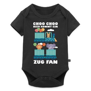 CHOO CHOO HIER KOMMT EIN ZUG FAN Eisenbahn Tiere - Baby Premium Kurzarmbody - Schwarz - Vorne