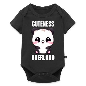 Panda Cuteness Overload T-Shirt - Baby Premium Kurzarmbody - Schwarz - Vorne