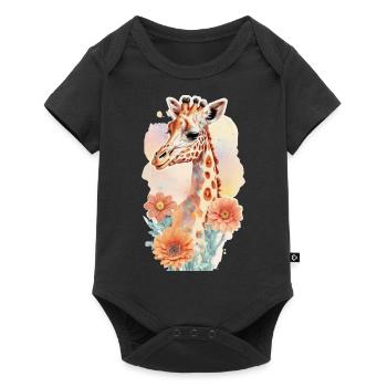 Giraffe - Baby Premium Kurzarmbody - Schwarz - Vorne
