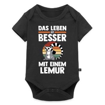 Lemur - Baby Premium Kurzarmbody - Schwarz - Vorne