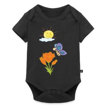 Fleurs Papillon - Body à manches courtes Premium Bébé - noir - Devant