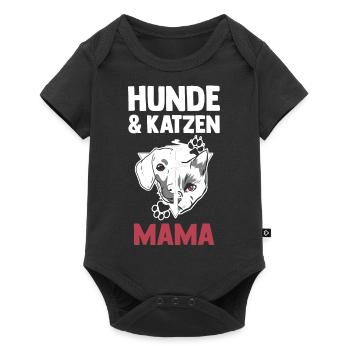 Hunde Hundemama Katzenmama Mama Katzen - Baby Premium Kurzarmbody - Schwarz - Vorne